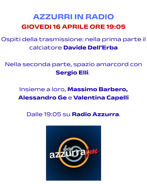 Giovedi sera Azzurri In Radio