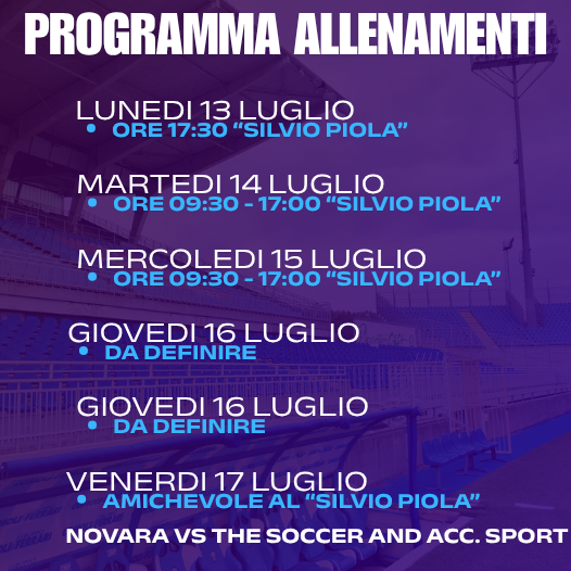 Programma allenamenti settimanale